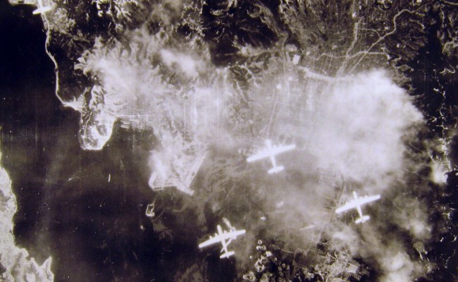 Kure City on fire, 1 July 1945